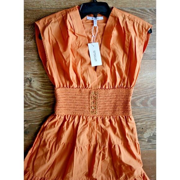 Derek Lam 10 Crosby Women's Sz 00 Peach Antara Cotton A-Line Midi Dress - Picture 5 of 13